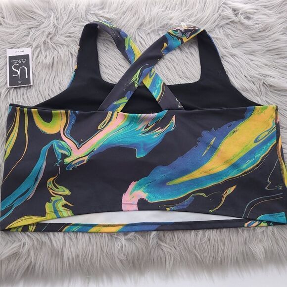 Nike Dri Fit Aurora Women's Cropped Marbled Tank Top Size 3XL DQ0579 010 - Picture 3 of 10